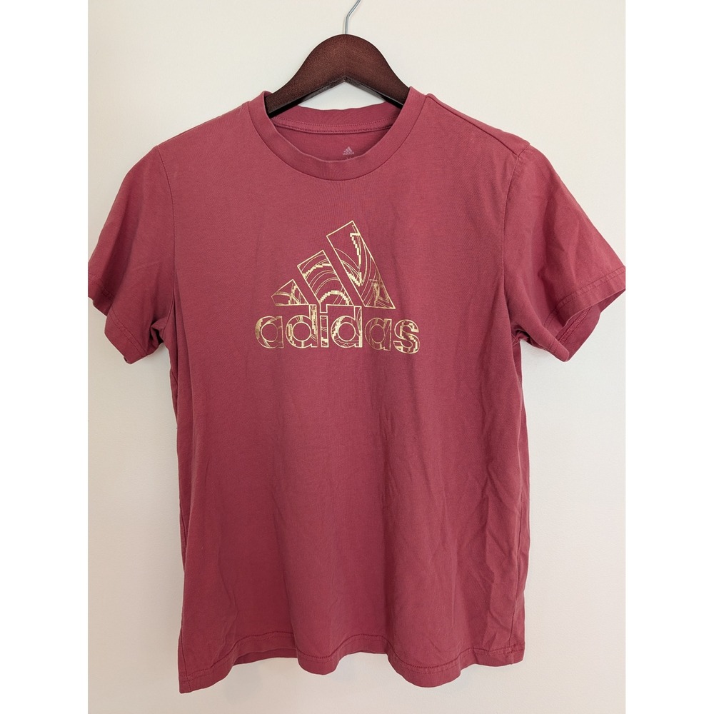 Adidas Graphic T Shirt Womens M Pink Logo Short Sleeve 100% Cotton Casual Tee
